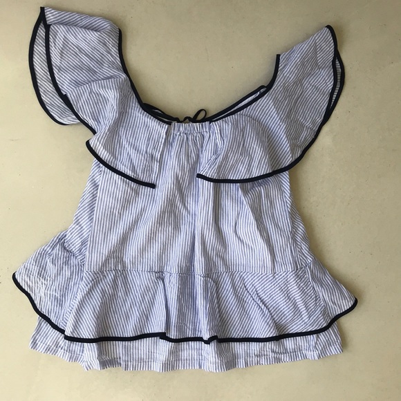 🎉HP J. Crew tipped ruffle top in stripe - Picture 4 of 7